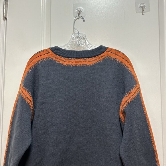 Vintage Kama Men Sweater Retro Crew Neck 80s Graphic Pullover Blue Orange Medium - Picture 10 of 11